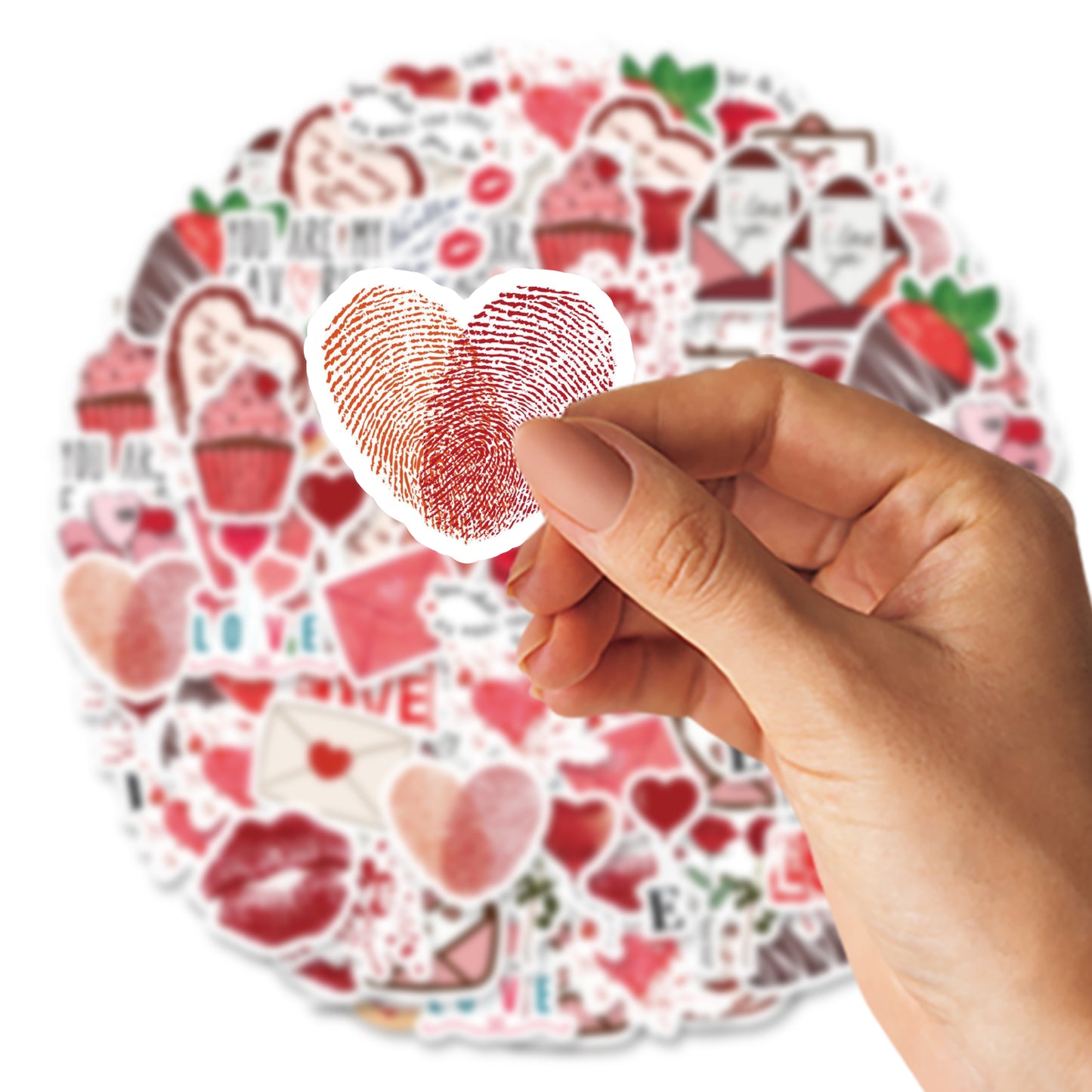 Etori Life Love 46PCs Sweet Cool Lip Print Rose Stickers Romantic Love Letter Atmosphere Sense Collage for Laptop, Mobile Phone Stickers, Luggage, Office Decoration Accessories, Handmade Scrapbooking Supplies, Children Stickers, birthday Gift