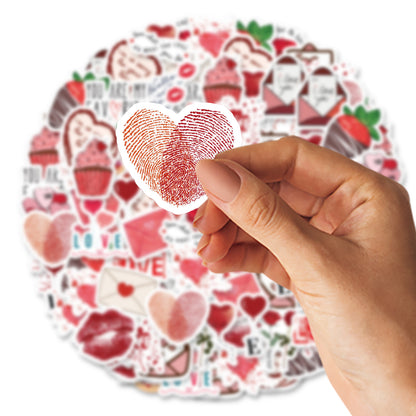 Etori Life Love 46PCs Sweet Cool Lip Print Rose Stickers Romantic Love Letter Atmosphere Sense Collage for Laptop, Mobile Phone Stickers, Luggage, Office Decoration Accessories, Handmade Scrapbooking Supplies, Children Stickers, birthday Gift