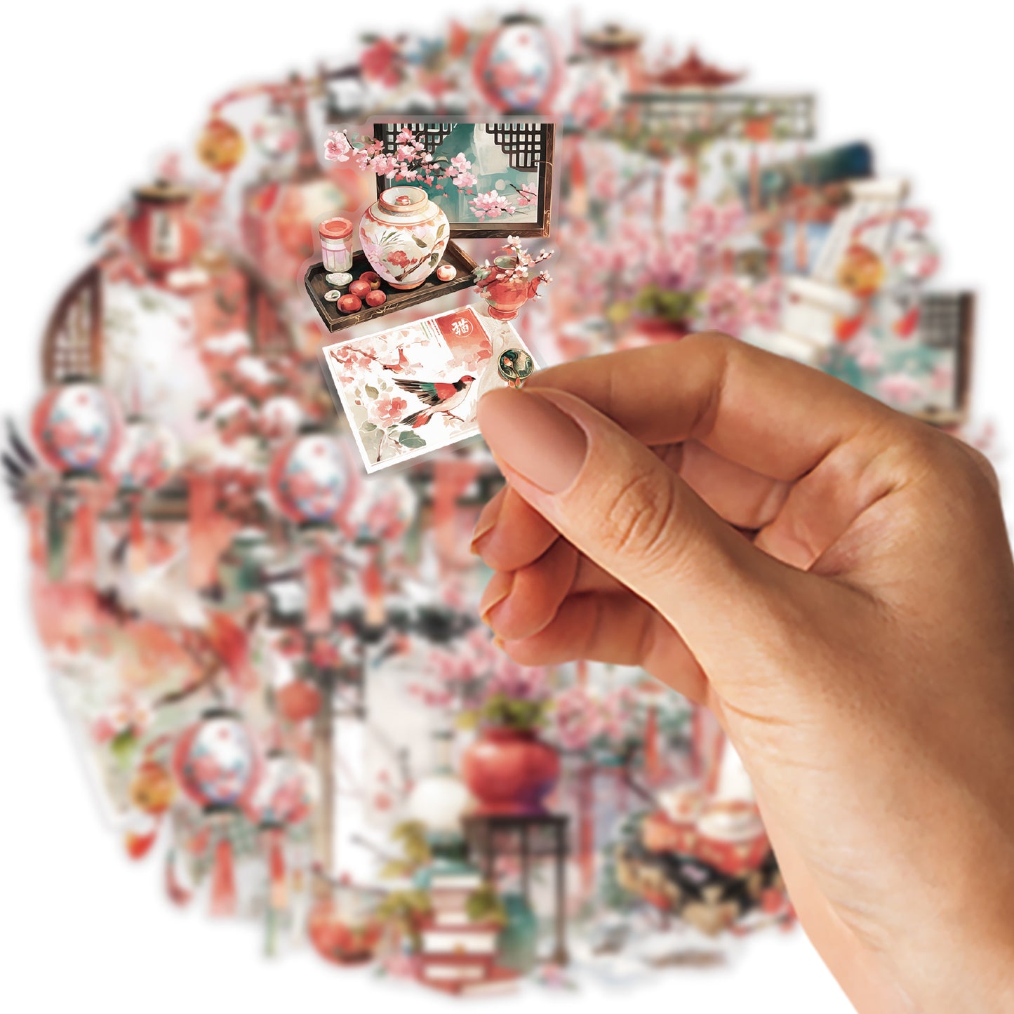 Etori Life New Chinese Ancient Style Journal Tape Zhu Lou Snow Covered New Year Atmosphere Decoration and Paper Adhesive Tape 1 Roll 2 M Suitable for Handmade Scrapbooking Supplies, Laptop, Luggage, Guitar, Bicycle, Window Decoration, Decorative Stickers
