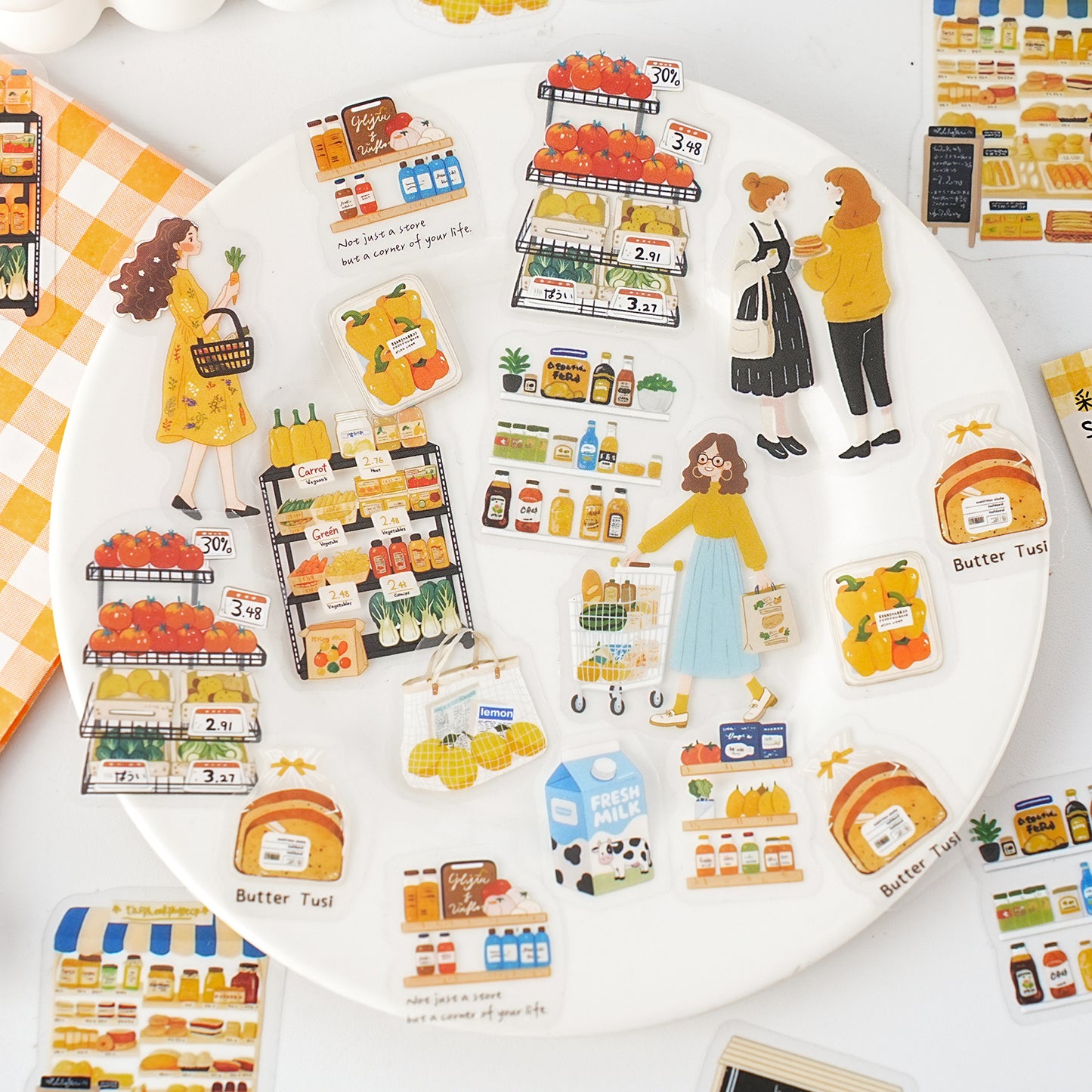 Etori Life Light Up Daily Set 30pcs Korean Ins Style Casual Characters Matching Life Objects DIY Laptop Collage Decorative Stickers, Mobile Phone Stickers, Bags, Office Decoration Accessories, Birthday Gifts, Children's Stickers, Waterproof Stickers