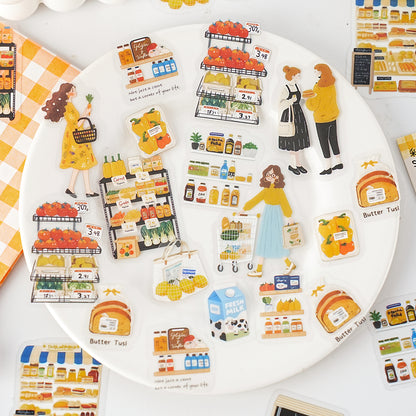Etori Life Light Up Daily Set 30pcs Korean Ins Style Casual Characters Matching Life Objects DIY Laptop Collage Decorative Stickers, Mobile Phone Stickers, Bags, Office Decoration Accessories, Birthday Gifts, Children's Stickers, Waterproof Stickers
