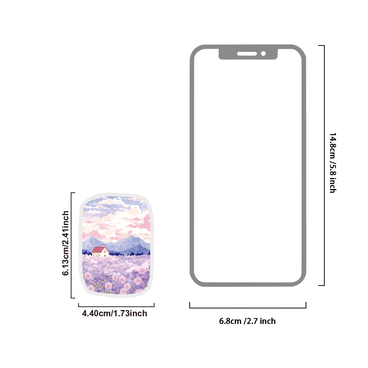 Etori Life 30PCs Purple Lavender Landscape Hand Ledger Sticker Dream Healing Series DIY Decorative Stickers Suitable for Laptop, Luggage, Water Bottle, Guitar, Photo Album, Handmade Scrapbooking Supplies, Room Decoration, Office Decoration Accessories
