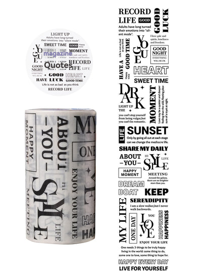 etori life 75mmX3m字言字语系列 盐系英文字母数字图案胶带DIY装饰笔记本电脑,手机壳,水瓶,行李箱,手工剪贴薄,派对贴纸,学生文具,儿童贴纸,涂鸦贴纸