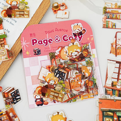 Etori Life 15PCs Cute Red Lesser Panda Matching Books Art Aesthetic Pattern Pet Sticker Pack for Laptop, Luggage, Diary, Photo Album, Handmade Scrapbooking Supplies, Office Decoration Accessories, Envelopes and Paper Gift Bag, Birthday Party Gifts