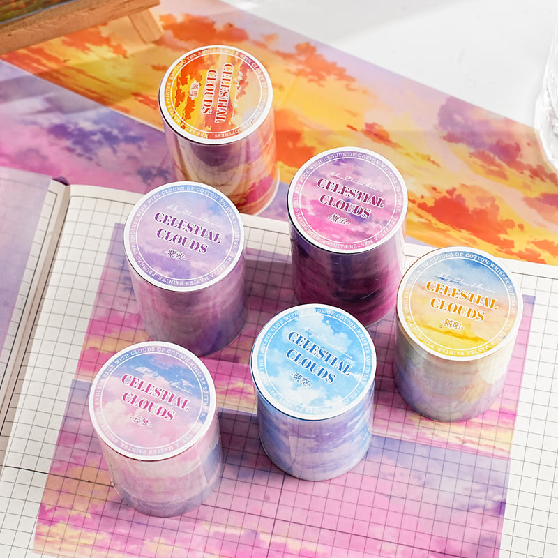 EtorLlife Cloud PET Tape Set,6 Rolls Sky Ephemera for Junk Journaling,Scrapbooking, Crafting, DIY Projects, Diaries, and Art Supplies