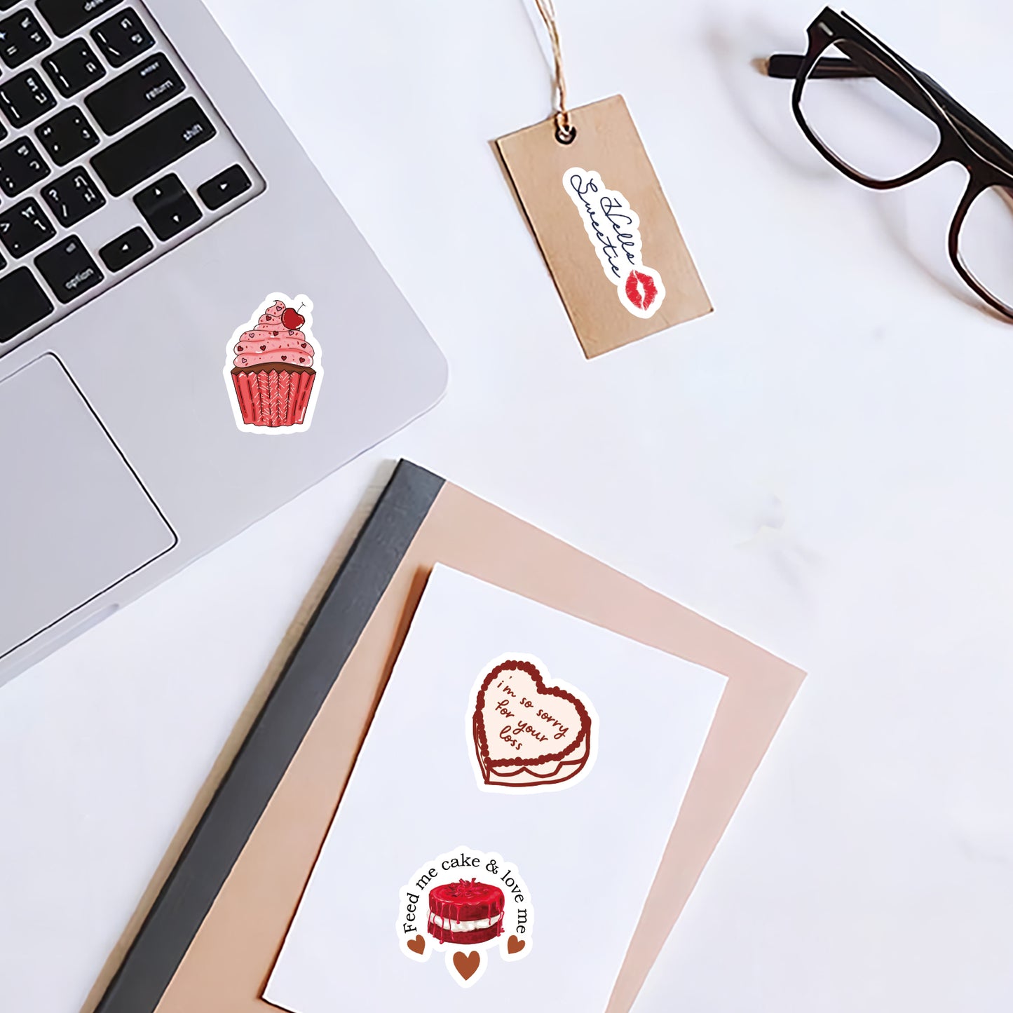 Etori Life Love 46PCs Sweet Cool Lip Print Rose Stickers Romantic Love Letter Atmosphere Sense Collage for Laptop, Mobile Phone Stickers, Luggage, Office Decoration Accessories, Handmade Scrapbooking Supplies, Children Stickers, birthday Gift