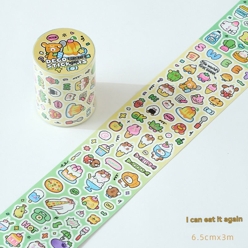 Etori Life Cute New World Series Cartoon Cute Pattern Tape Sticker DIY Laptop, Phone Case, Luggage, Photo Album, Room Decoration, Handmade Scrapbook, Birthday Gift, Encouragement Sticker, Children Sticker