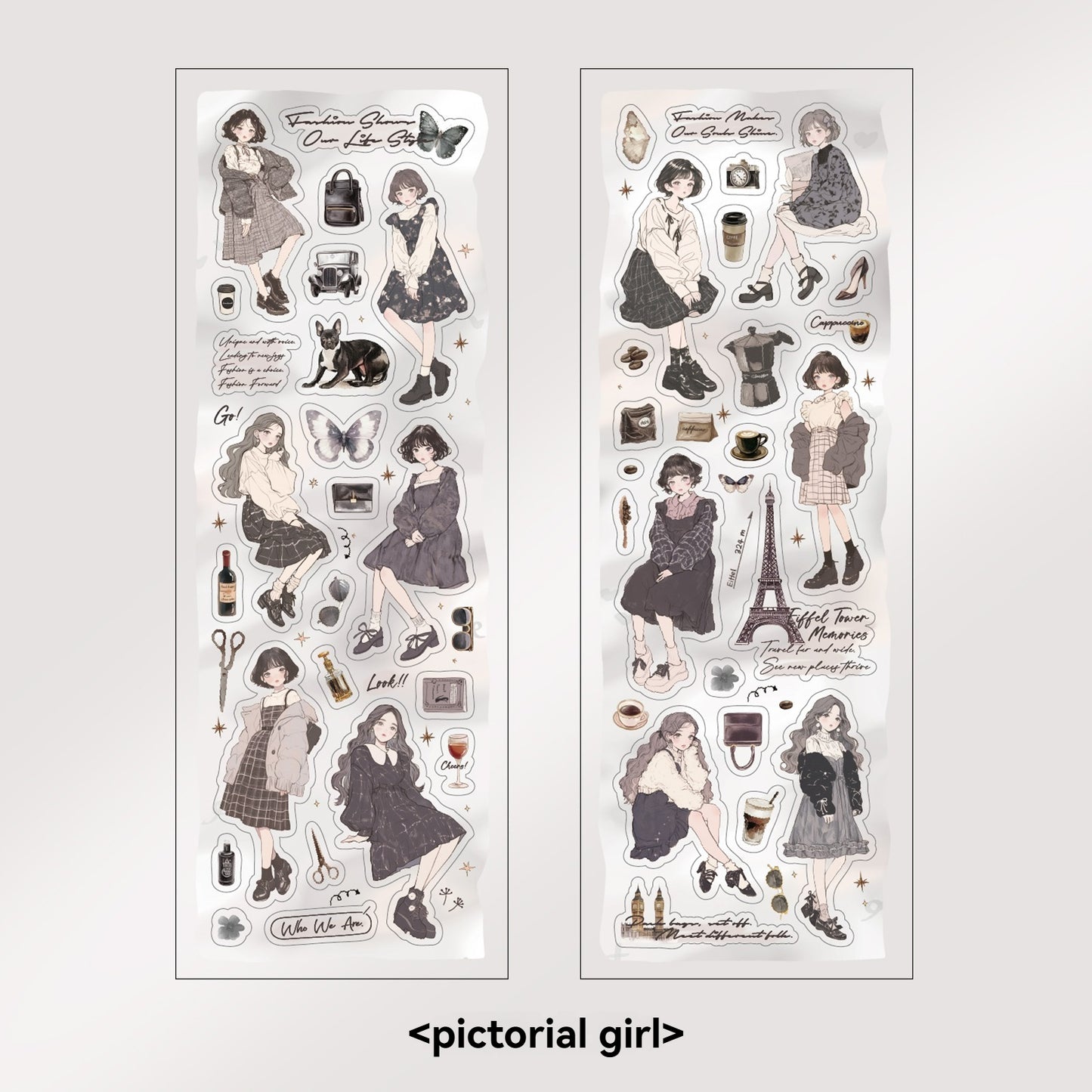 Etori Life Lovers Less than Series Salt Girl Pattern Versatile Stickers DIY Laptop, Phone Case, Photo Album, Luggage, Handmade Scrapbook, Student Stationery, Children Stickers, Girl Stickers, Children Stickers