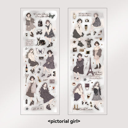 Etori Life Lovers Less than Series Salt Girl Pattern Versatile Stickers DIY Laptop, Phone Case, Photo Album, Luggage, Handmade Scrapbook, Student Stationery, Children Stickers, Girl Stickers, Children Stickers