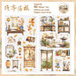 Etori Life 10cm * 2M Four-Hour Good Scenery Combination Ancient Style Window Cover Floral Tape Gentle Four Seasons Courtyard Journal Decorative Stickers for Children Paper Gift Bag, Laptop, Mobile Phone Stickers, Room Decoration