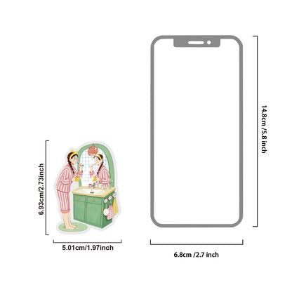 Etori Life 15PCs Living Alone Girls Home Daily Pet Paster Stay at Home Cooking Cat Petting Notebook Goo Card Collage Material Laptop, Handbag, Diary, Pencil Box, Pen Holder, Family Plan Book, Notepad, Postcard and Envelope, Helmet, Bicycle