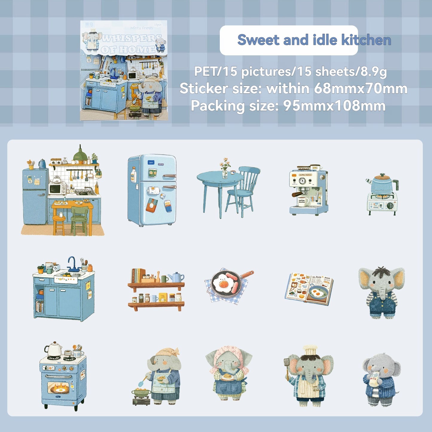 Etori Life Residence Ramble Set Soft and Adorable Small Animal Warm Home Life Scene Collage Hand Account Material Stickers for Laptop, Mobile Phone Stickers, Luggage, Photo Album, Room Decoration, Office Decoration Accessories