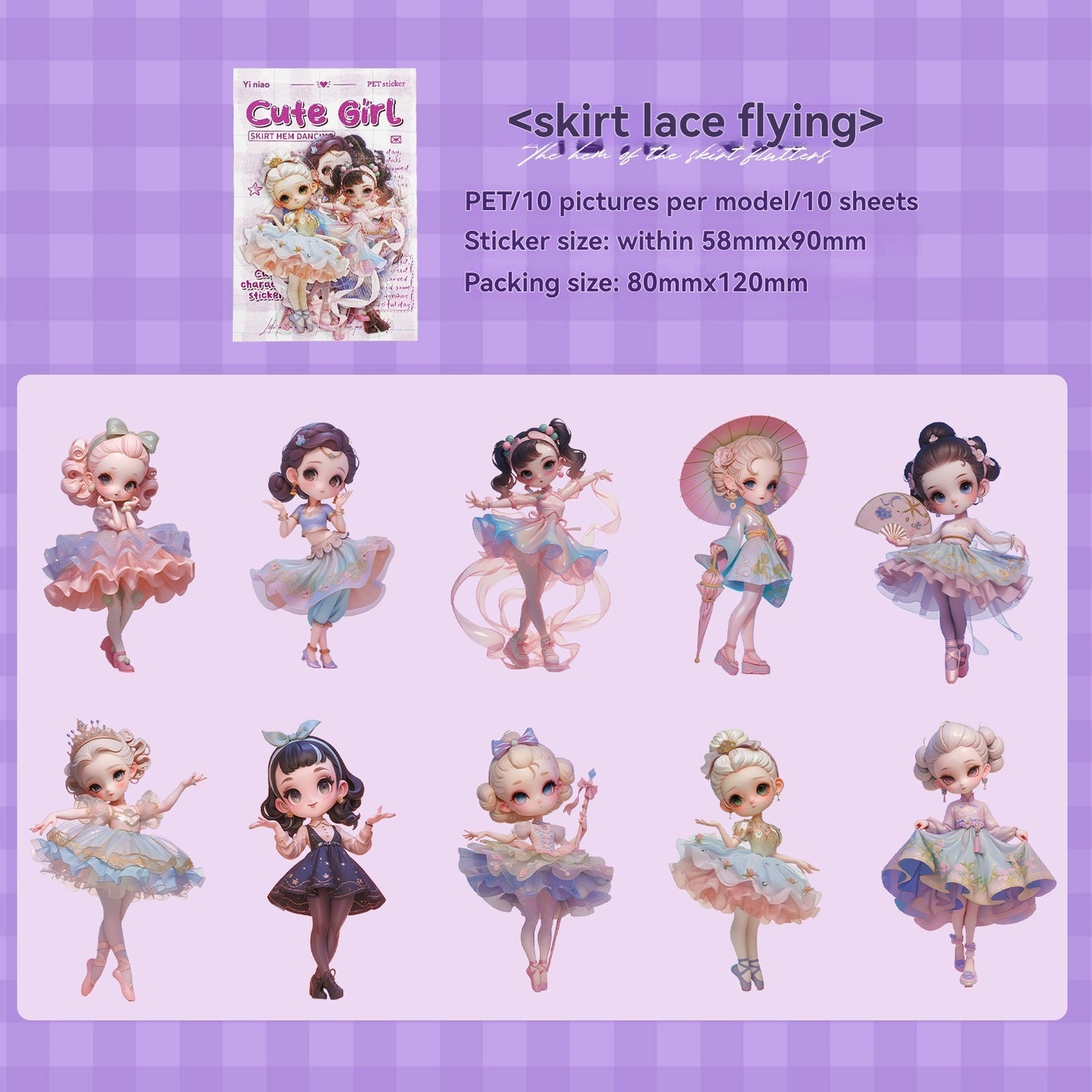 Etori Life Cute Combination Cute Girl Adorable Girl's Casual Stickers Multi-Scene Q Version Doll Hand Account Decorative Pet Stickers for Laptop, Phone Case, Luggage, Photo Album, Children Paper Gift Bag, Room Decoration