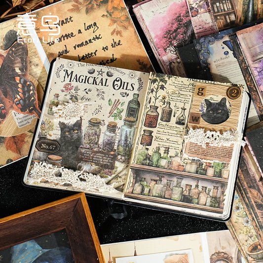 etori-life Magic World Series Set，120PCS Vintage scrapbooking paper for Junk Journaling, ScrapbookingCrafting, DlY Projects, Diaries, and Art Supplies