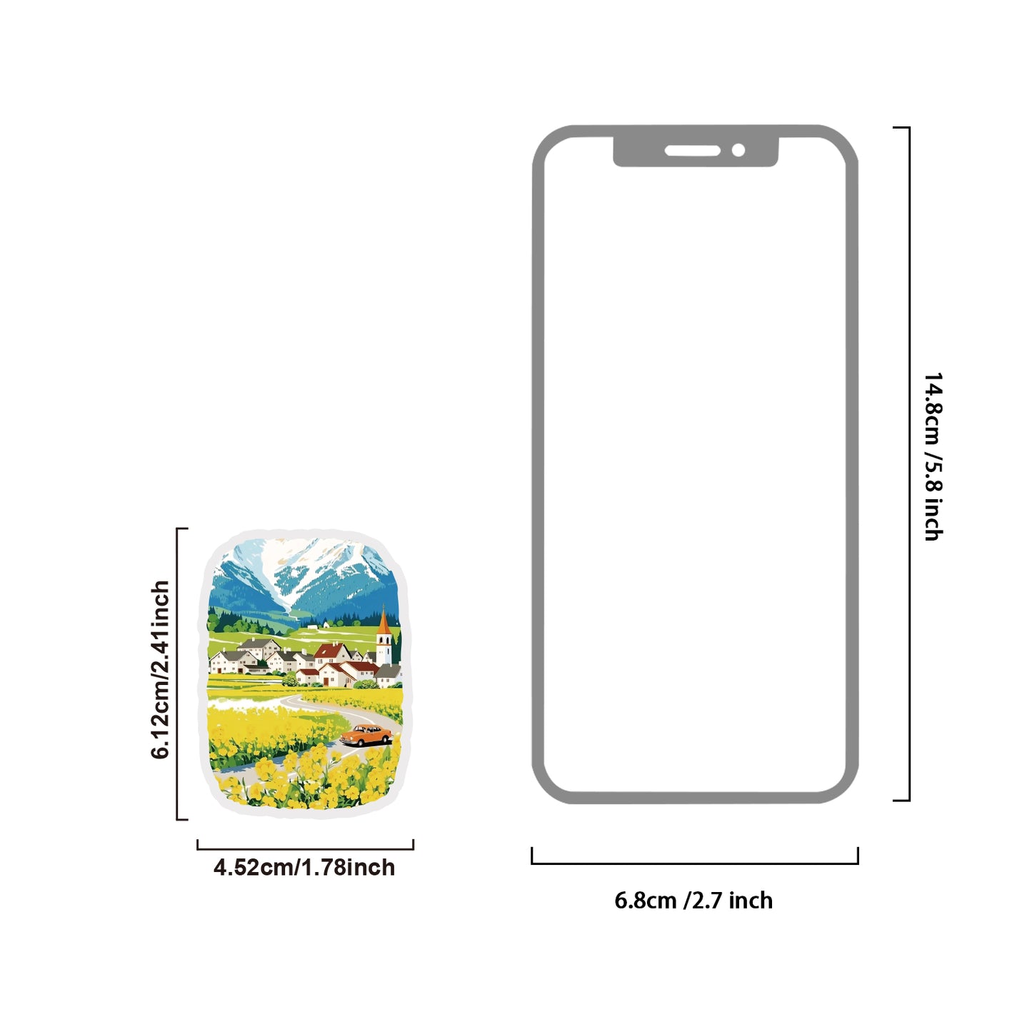 Etori Life 30PCs Spring Rape Flower Pastoral Stickers Landscape Notebook Collage Landscaping Material Suitable for DIY Production, Laptop, Skateboard, Luggage, Guitar, Photo Album, Handmade Scrapbooking Supplies, Room Decoration, Birthday and Holiday