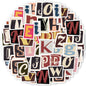 Etori Life Retro Alphabet 46Pcs Classic English Letter Pattern DIY Collage Decorative Material Stickers Laptop, Mobile Phone Stickers, Office Decorations Accessories, Handmade Scrapbook Supplies, DIY Artwork, Card Making, Children's Stickers