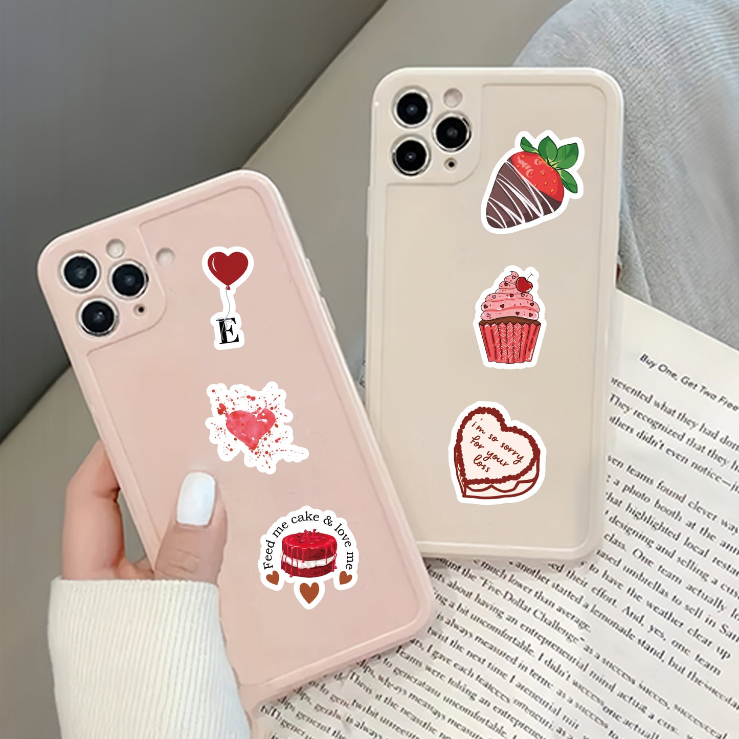 Etori Life Love 46PCs Sweet Cool Lip Print Rose Stickers Romantic Love Letter Atmosphere Sense Collage for Laptop, Mobile Phone Stickers, Luggage, Office Decoration Accessories, Handmade Scrapbooking Supplies, Children Stickers, birthday Gift