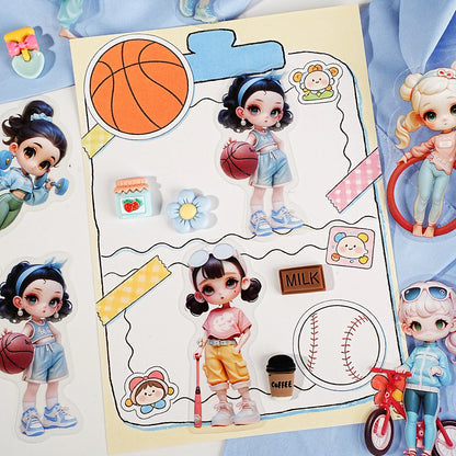 Etori Life Cute Combination Cute Girl Adorable Girl's Casual Stickers Multi-Scene Q Version Doll Hand Account Decorative Pet Stickers for Laptop, Phone Case, Luggage, Photo Album, Children Paper Gift Bag, Room Decoration