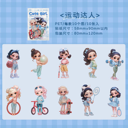 Etori Life Cute Combination Cute Girl Adorable Girl's Casual Stickers Multi-Scene Q Version Doll Hand Account Decorative Pet Stickers for Laptop, Phone Case, Luggage, Photo Album, Children Paper Gift Bag, Room Decoration