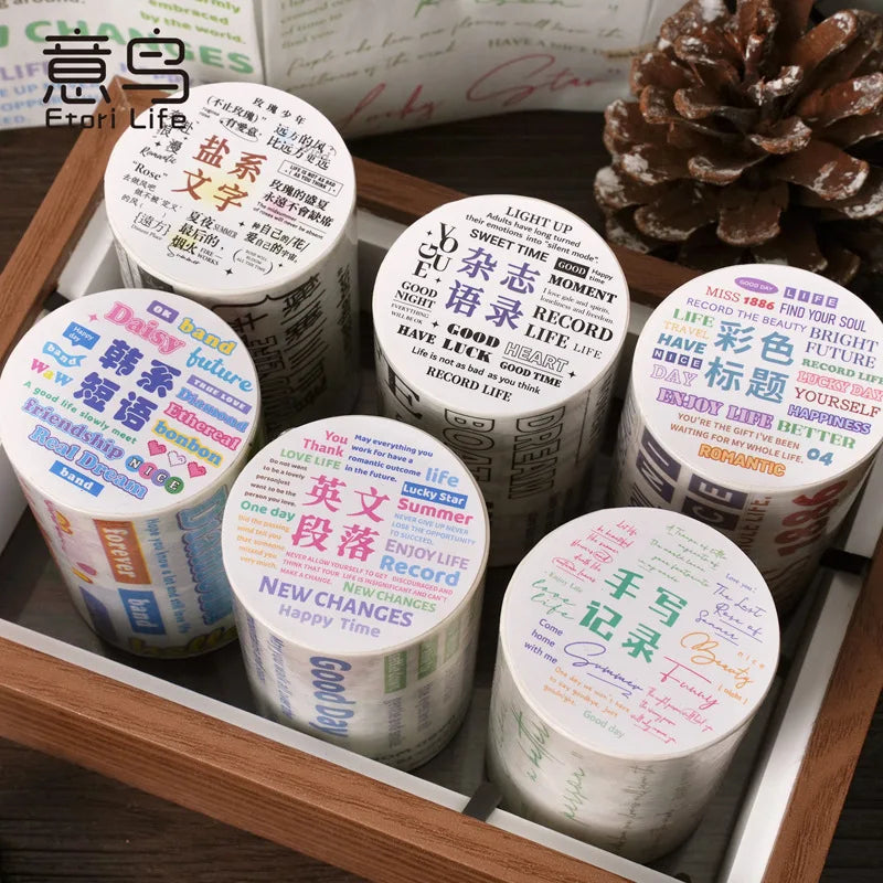 etori life 75mmX3m字言字语系列 盐系英文字母数字图案胶带DIY装饰笔记本电脑,手机壳,水瓶,行李箱,手工剪贴薄,派对贴纸,学生文具,儿童贴纸,涂鸦贴纸