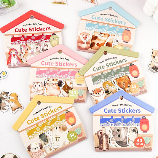 40pcs Cute Animal House Sticker Set for Laptops, Water Bottles, Suitcases, Phone Cases, Scrapbooking Crafts, Kids Stickers