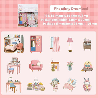 Etori Life Residence Ramble Set Soft and Adorable Small Animal Warm Home Life Scene Collage Hand Account Material Stickers for Laptop, Mobile Phone Stickers, Luggage, Photo Album, Room Decoration, Office Decoration Accessories