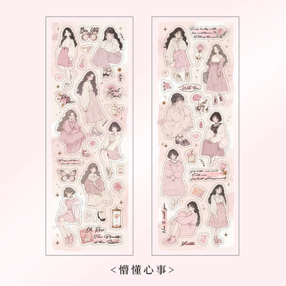 Etori Life Lovers Less than Series Salt Girl Pattern Versatile Stickers DIY Laptop, Phone Case, Photo Album, Luggage, Handmade Scrapbook, Student Stationery, Children Stickers, Girl Stickers, Children Stickers