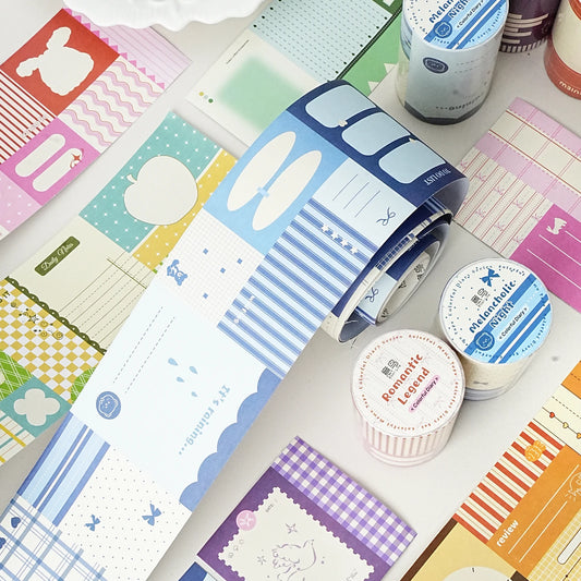 Etori Life Colorful Diary Series Colorful Diary Hand Account Tape Fresh and Retro Animal Plaid Collage Decorative Sticker for Laptop, Mobile Phone Stickers, Luggage, DIY Diary, Student Paper Gift Bag, Gift Box Packaging, Card Making