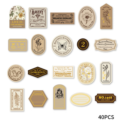 Etori Life 40pcs Gold Foil Stickers Set for Laptops, Suitcases, Water Bottles, Phone Cases, Kids Crafts, Scrapbooking Supplies