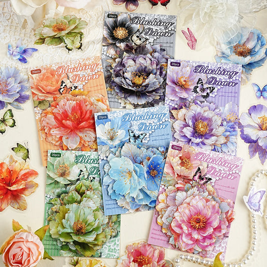 Etori Life Gilding Flower Language Series Classic Retro Plant Flower Pattern Pet Sticker Package for Laptop, Mobile Phone Sticker, Photo Album, Desk Decoration Accessories, Scrapbooking Supplies, Seal Thin, Paper Gift Bag, Vintage Party, DIY Stickers