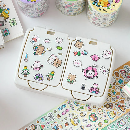 Etori Life Cute New World Series Cartoon Cute Pattern Tape Sticker DIY Laptop, Phone Case, Luggage, Photo Album, Room Decoration, Handmade Scrapbook, Birthday Gift, Encouragement Sticker, Children Sticker