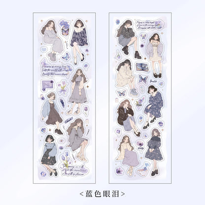 Etori Life Lovers Less than Series Salt Girl Pattern Versatile Stickers DIY Laptop, Phone Case, Photo Album, Luggage, Handmade Scrapbook, Student Stationery, Children Stickers, Girl Stickers, Children Stickers