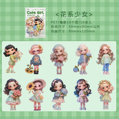 Etori Life Cute Combination Cute Girl Adorable Girl's Casual Stickers Multi-Scene Q Version Doll Hand Account Decorative Pet Stickers for Laptop, Phone Case, Luggage, Photo Album, Children Paper Gift Bag, Room Decoration