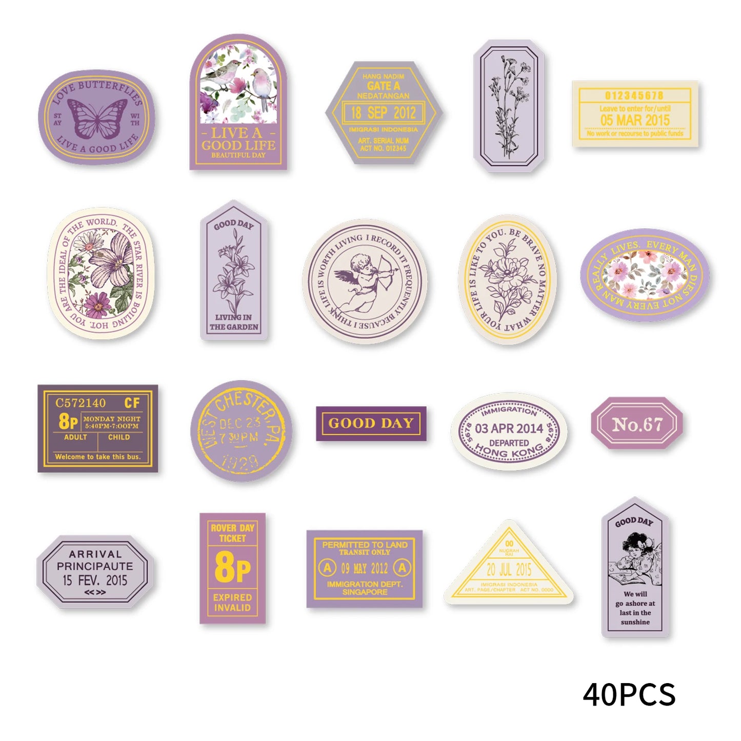 Etori Life 40pcs Gold Foil Stickers Set for Laptops, Suitcases, Water Bottles, Phone Cases, Kids Crafts, Scrapbooking Supplies