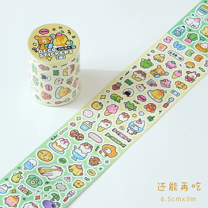 Etori Life Cute New World Series Cartoon Cute Pattern Tape Sticker DIY Laptop, Phone Case, Luggage, Photo Album, Room Decoration, Handmade Scrapbook, Birthday Gift, Encouragement Sticker, Children Sticker
