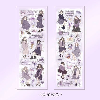 Etori Life Lovers Less than Series Salt Girl Pattern Versatile Stickers DIY Laptop, Phone Case, Photo Album, Luggage, Handmade Scrapbook, Student Stationery, Children Stickers, Girl Stickers, Children Stickers