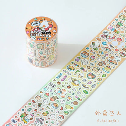 Etori Life Cute New World Series Cartoon Cute Pattern Tape Sticker DIY Laptop, Phone Case, Luggage, Photo Album, Room Decoration, Handmade Scrapbook, Birthday Gift, Encouragement Sticker, Children Sticker