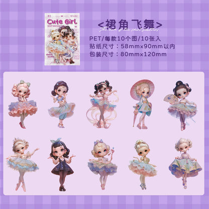 Etori Life Cute Combination Cute Girl Adorable Girl's Casual Stickers Multi-Scene Q Version Doll Hand Account Decorative Pet Stickers for Laptop, Phone Case, Luggage, Photo Album, Children Paper Gift Bag, Room Decoration