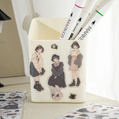 Etori Life Lovers Less than Series Salt Girl Pattern Versatile Stickers DIY Laptop, Phone Case, Photo Album, Luggage, Handmade Scrapbook, Student Stationery, Children Stickers, Girl Stickers, Children Stickers