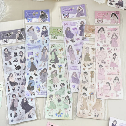 Etori Life Lovers Less than Series Salt Girl Pattern Versatile Stickers DIY Laptop, Phone Case, Photo Album, Luggage, Handmade Scrapbook, Student Stationery, Children Stickers, Girl Stickers, Children Stickers