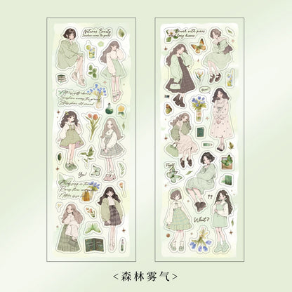 Etori Life Lovers Less than Series Salt Girl Pattern Versatile Stickers DIY Laptop, Phone Case, Photo Album, Luggage, Handmade Scrapbook, Student Stationery, Children Stickers, Girl Stickers, Children Stickers