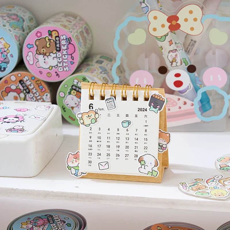Etori Life Cute New World Series Cartoon Cute Pattern Tape Sticker DIY Laptop, Phone Case, Luggage, Photo Album, Room Decoration, Handmade Scrapbook, Birthday Gift, Encouragement Sticker, Children Sticker