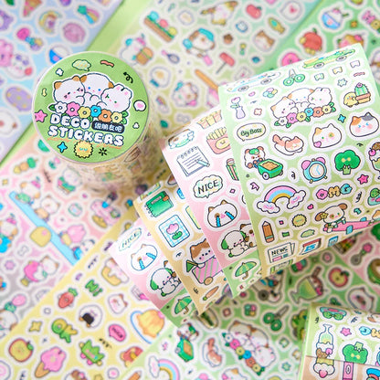 Etori Life Cute New World Series Cartoon Cute Pattern Tape Sticker DIY Laptop, Phone Case, Luggage, Photo Album, Room Decoration, Handmade Scrapbook, Birthday Gift, Encouragement Sticker, Children Sticker