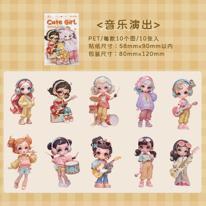 Etori Life Cute Combination Cute Girl Adorable Girl's Casual Stickers Multi-Scene Q Version Doll Hand Account Decorative Pet Stickers for Laptop, Phone Case, Luggage, Photo Album, Children Paper Gift Bag, Room Decoration