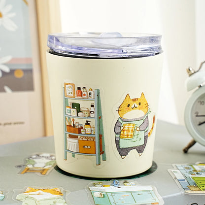 Etori Life Residence Ramble Set Soft and Adorable Small Animal Warm Home Life Scene Collage Hand Account Material Stickers for Laptop, Mobile Phone Stickers, Luggage, Photo Album, Room Decoration, Office Decoration Accessories