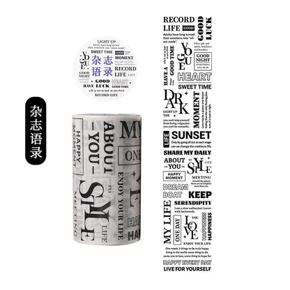 etori life 75mmX3m字言字语系列 盐系英文字母数字图案胶带DIY装饰笔记本电脑,手机壳,水瓶,行李箱,手工剪贴薄,派对贴纸,学生文具,儿童贴纸,涂鸦贴纸