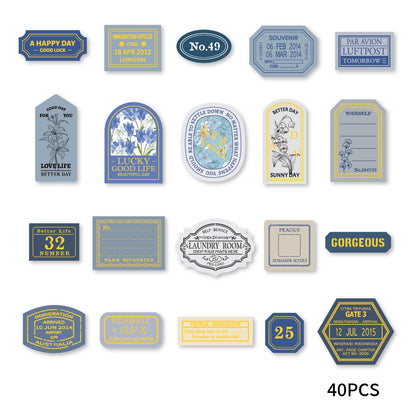 Etori Life 40pcs Gold Foil Stickers Set for Laptops, Suitcases, Water Bottles, Phone Cases, Kids Crafts, Scrapbooking Supplies