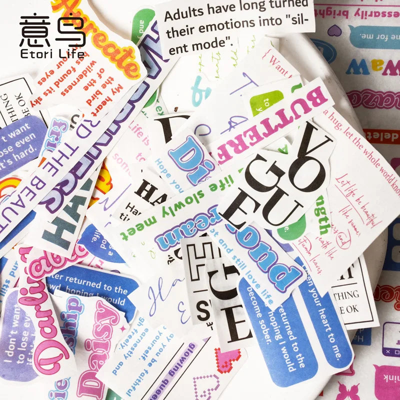 etori life 75mmX3m字言字语系列 盐系英文字母数字图案胶带DIY装饰笔记本电脑,手机壳,水瓶,行李箱,手工剪贴薄,派对贴纸,学生文具,儿童贴纸,涂鸦贴纸