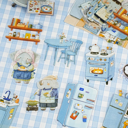 Etori Life Residence Ramble Set Soft and Adorable Small Animal Warm Home Life Scene Collage Hand Account Material Stickers for Laptop, Mobile Phone Stickers, Luggage, Photo Album, Room Decoration, Office Decoration Accessories