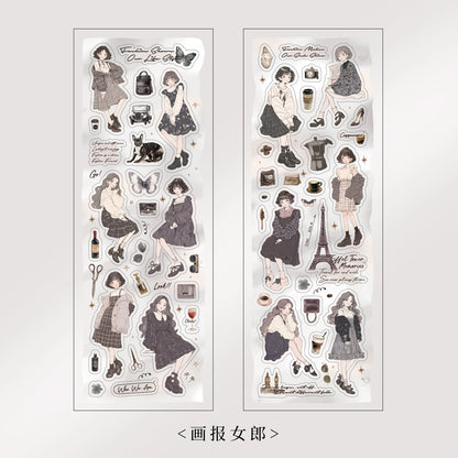 Etori Life Lovers Less than Series Salt Girl Pattern Versatile Stickers DIY Laptop, Phone Case, Photo Album, Luggage, Handmade Scrapbook, Student Stationery, Children Stickers, Girl Stickers, Children Stickers